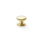 Alexander & Wilks Waltz Round Cupboard Knob On Stepped Rose - Polished Brass - 25mm