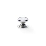 Alexander & Wilks Waltz Round Cupboard Knob On Stepped Rose - Polished Nickel - 25mm