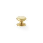 Alexander & Wilks Waltz Round Cupboard Knob On Stepped Rose - Satin Brass - 25mm
