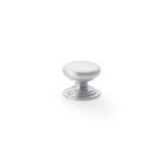 Alexander & Wilks Waltz Round Cupboard Knob On Stepped Rose - Satin Chrome - 25mm