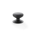 Alexander & Wilks Waltz Round Cupboard Knob on Stepped Rose - Black - 32mm