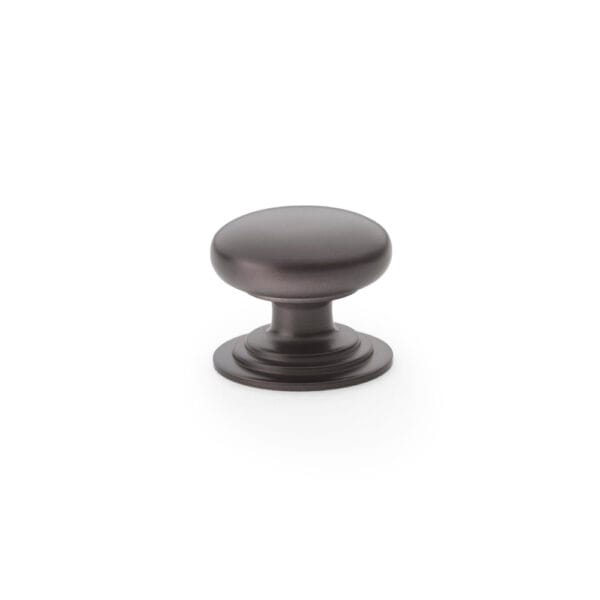 Alexander & Wilks Waltz Round Cupboard Knob on Stepped Rose - Dark Bronze - 32mm