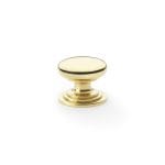 Alexander & Wilks Waltz Round Cupboard Knob On Stepped Rose - Polished Brass - 32mm