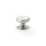 Alexander & Wilks Waltz Round Cupboard Knob on Stepped Rose - Satin Nickel - 32mm