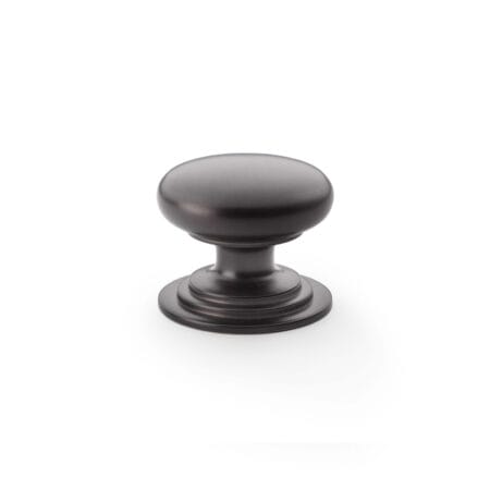 Alexander & Wilks Waltz Round Cupboard Knob on Stepped Rose - Dark Bronze - 38mm