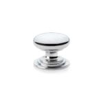 Alexander & Wilks Waltz Round Cupboard Knob on Stepped Rose - Polished Chrome - 38mm