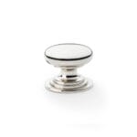 Alexander & Wilks Waltz Round Cupboard Knob on Stepped Rose - Polished Nickel - 38mm
