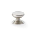 Alexander & Wilks Waltz Round Cupboard Knob on Stepped Rose - Satin Nickel - 38mm