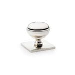Alexander & Wilks Quantock Cupboard Knob on Square Backplate - Polished Nickel - 34mm