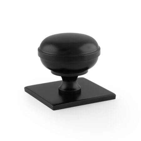 Alexander & Wilks Quantock Cupboard Knob on Square Backplate - Black - 38mm
