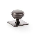 Alexander & Wilks Quantock Cupboard Knob on Square Backplate - Dark Bronze PVD - 38mm