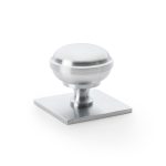 Alexander & Wilks Quantock Cupboard Knob on Square Backplate - Satin Chrome - 38mm