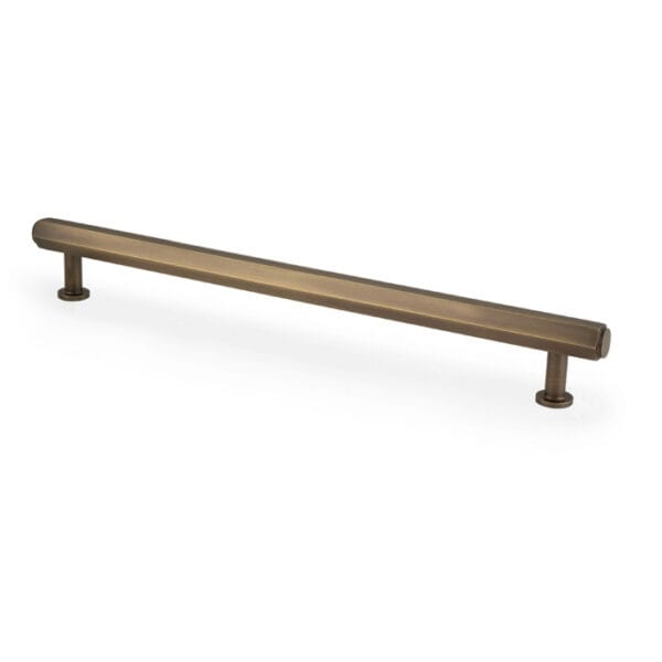 Vesper Hex T-Bar Cabinet Pull-Antique Brass-224mm C/C
