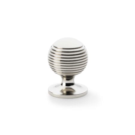 Alexander & Wilks Caesar Cupboard Knob on Round Rose - Polished Nickel - 32mm