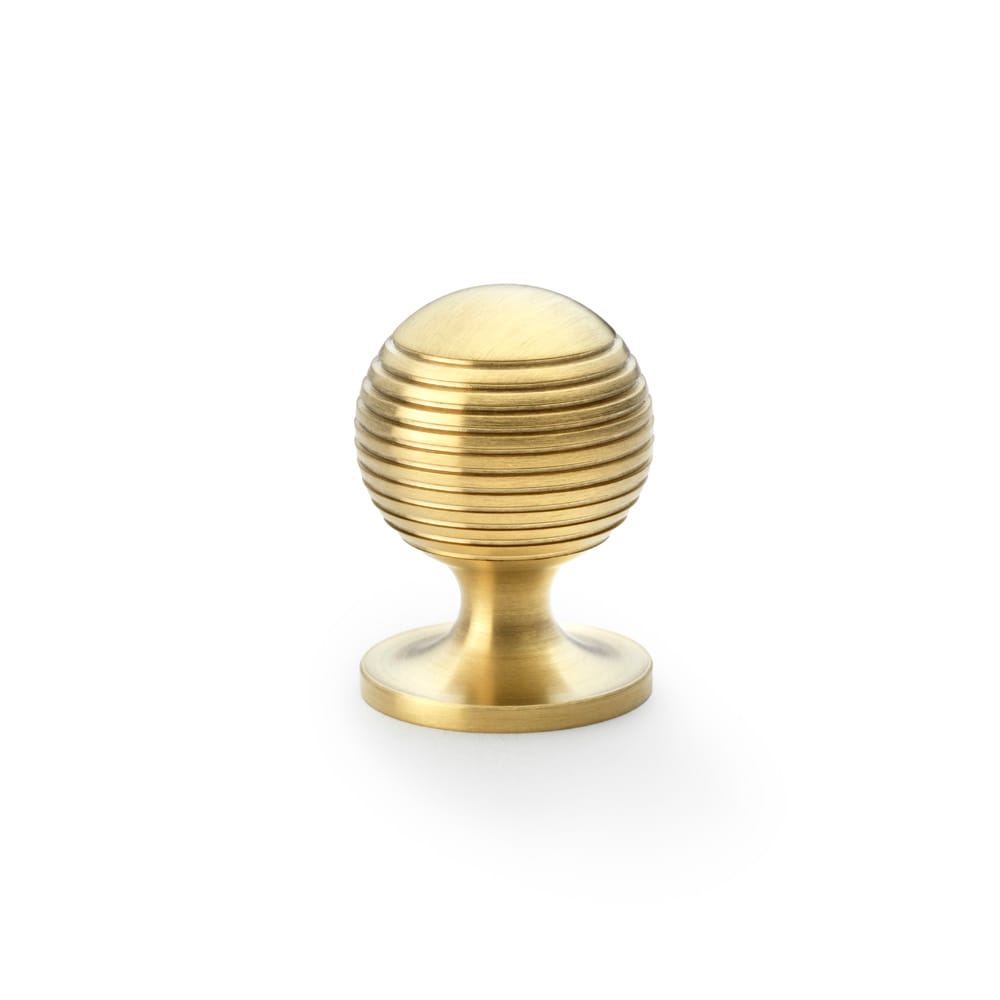 aw832-32-sbpvd.jpg Alexander & Wilks Caesar Cupboard Knob on Round Rose - Satin Brass PVD - 32mm - Image 1