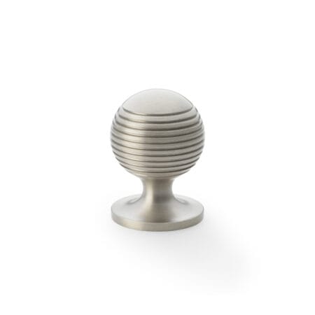 Alexander & Wilks Caesar Cupboard Knob on Round Rose - Satin Nickel - 32mm