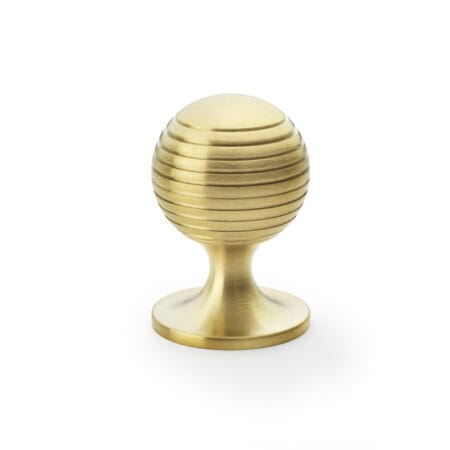 Alexander & Wilks Caesar Cupboard Knob on Round Rose - Satin Brass PVD - 38mm