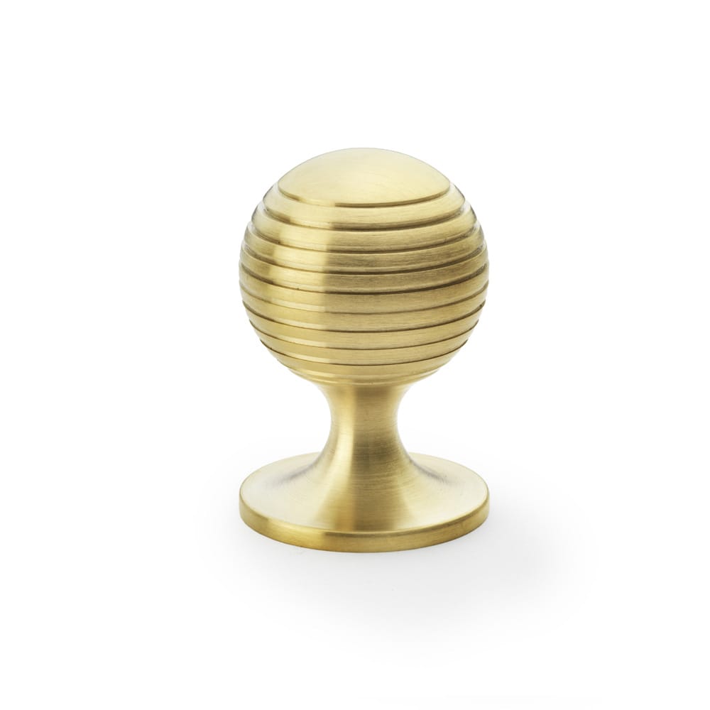 aw832-38-sbpvd.jpg Alexander & Wilks Caesar Cupboard Knob on Round Rose - Satin Brass PVD - 38mm - Image 1