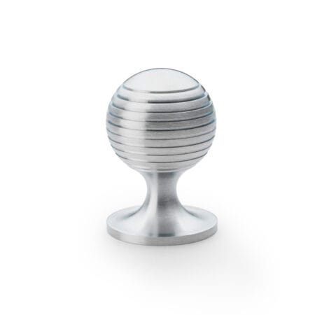 Alexander & Wilks Caesar Cupboard Knob on Round Rose - Satin Chrome - 38mm