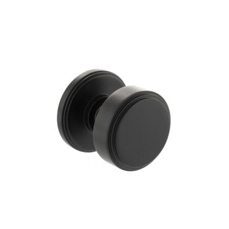 Matt Black Millhouse Brass Boulton Solid Brass Stepped Mortice Door Knob on Concealed Fix Rose - (MH350SMKMB)