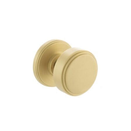 Satin Brass Millhouse Brass Boulton Solid Brass Stepped Mortice Door Knob on Concealed Fix Rose - (MH350SMKSB)