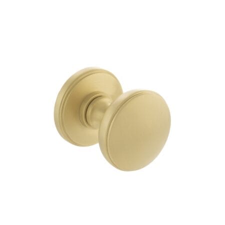 Satin Brass Millhouse Brass Edison Solid Brass Domed Mortice Door Knob on Concealed Fix Rose - (MH400DMKSB)