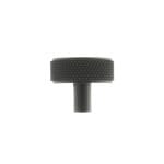 Matt Black Millhouse Brass Hargreaves Disc Knurled Cabinet Knob on Concealed Fix - (MHCK1935MB)