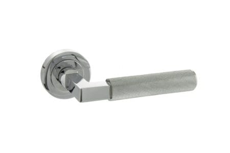 Polished Chrome Millhouse Brass Cartwright Knurled Lever Door Handle on Round Rose - (MHR200PC)