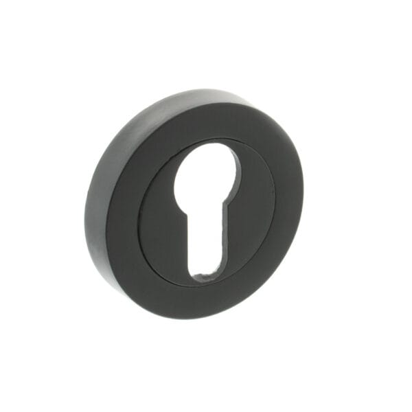 Matt Black Millhouse Brass Euro Escutcheons on Round Rose - (MHREMB)
