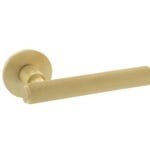 Satin Brass Millhouse Brass Stephenson Knurled Lever Door Handle on 5mm Slimline Round Rose - (MHSR250SB)