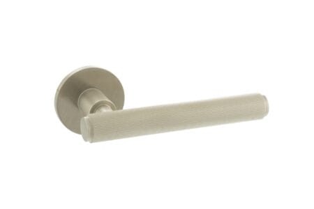 Satin Nickel Millhouse Brass Stephenson Knurled Lever Door Handle on 5mm Slimline Round Rose - (MHSR250SN)