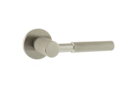 Satin Nickel Millhouse Brass Mason Knurled Lever Door Handle on 5mm Slimline Round Rose - (MHSR500SN)