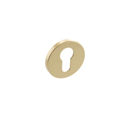 Polished Brass Millhouse Brass Euro Escutcheons on 5mm Slimline Round Rose - (MHSREPB)