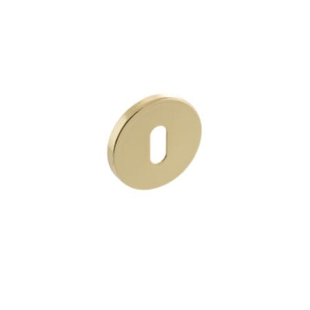 Atlantic Polished Brass Millhouse Brass Key Escutcheons on 5mm Slimline Round Rose - (MHSRKPB)