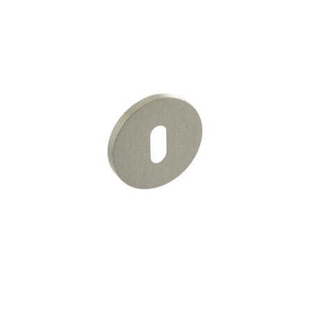Atlantic Satin Nickel Millhouse Brass Key Escutcheons on 5mm Slimline Round Rose - (MHSRKSN)