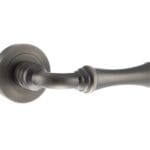 Matt Gun Metal Old English Durham Lever Door Handle on Round Rose - (OE127MBN)