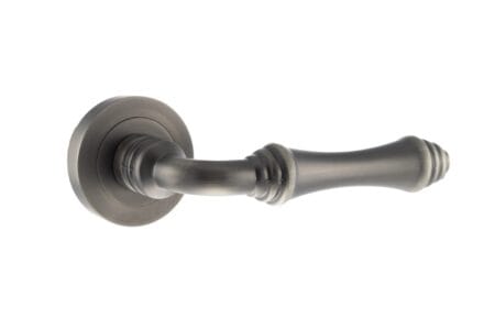 Matt Gun Metal Old English Durham Lever Door Handle on Round Rose - (OE127MBN)
