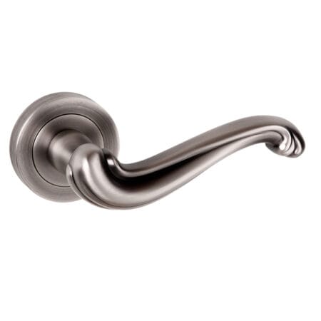 Matt Gun Metal Old English Colchester Lever Door Handle on Round Rose - (OE177MBN)