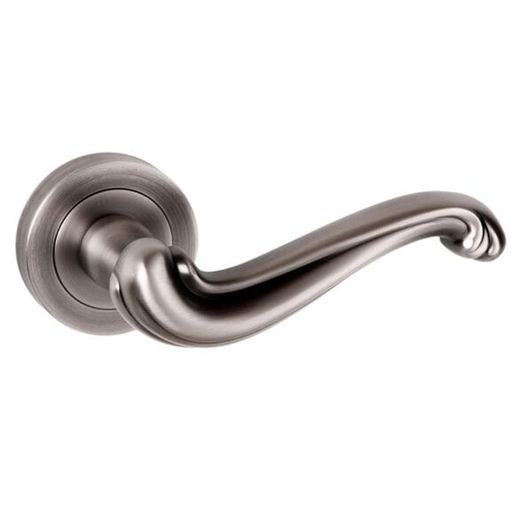 Matt Gun Metal Old English Colchester Lever Door Handle on Round Rose - (OE177MBN)