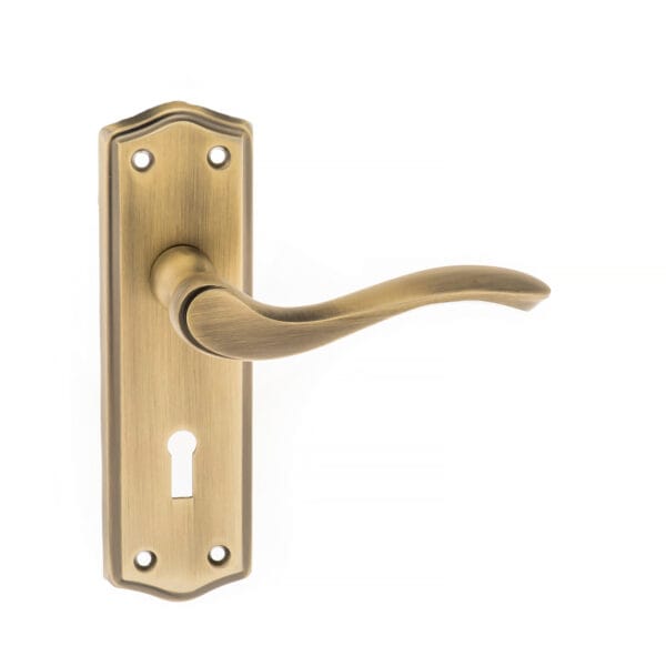 Atlantic Matt Antique Brass Old English Warwick Key Lever Door Handle on Backplate - (OE178KMAB)