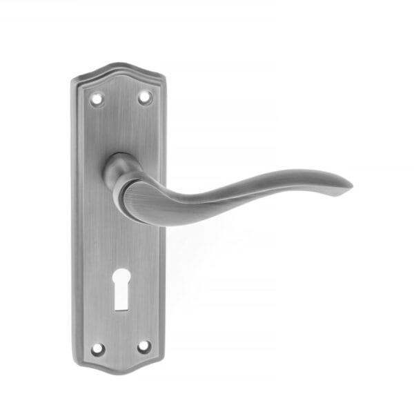 Atlantic Matt Gun Metal Old English Warwick Key Lever Door Handle on Backplate - (OE178KMBN)