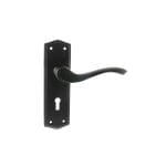 Atlantic Matt Black Old English Warwick Key Lever Door Handle on Backplate - (OE178KMB)
