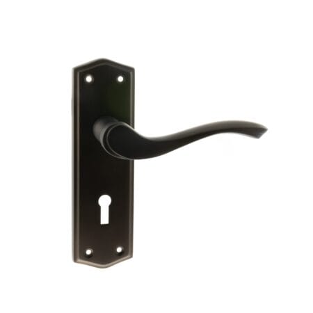 Urban Dark Bronze Old English Warwick Key Lever Door Handle on Backplate - (OE178KUDB)