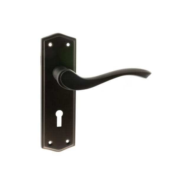 Urban Dark Bronze Old English Warwick Key Lever Door Handle on Backplate - (OE178KUDB)