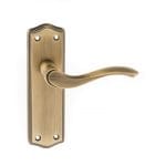 Matt Antique Brass Old English Warwick Latch Lever Door Handle on Backplate - (OE178LMAB)