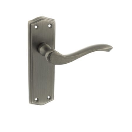 Matt Gun Metal Old English Warwick Latch Lever Door Handle on Backplate - (OE178LMBN)