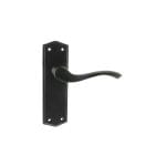 Matt Black Old English Warwick Latch Lever Door Handle on Backplate - (OE178LMB)