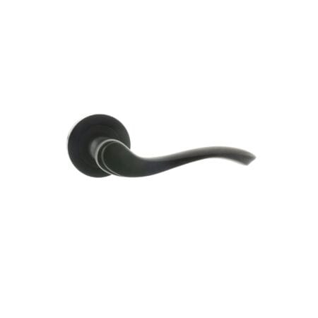 Matt Black Old English Warwick Lever Door Handle on Round Rose - (OE178MB)