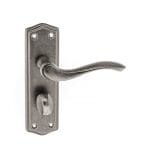 Atlantic Distressed Silver Old English Warwick WC Lever Door Handle on Backplate - (OE178WCDS)