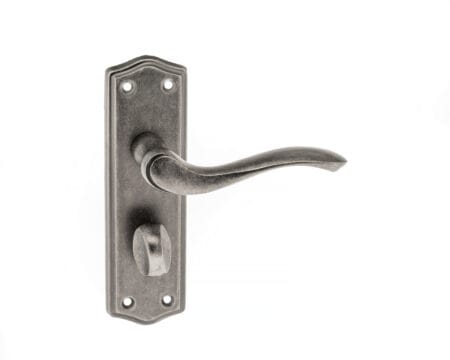 Atlantic Distressed Silver Old English Warwick WC Lever Door Handle on Backplate - (OE178WCDS)